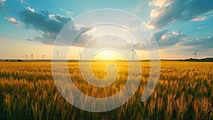 Smart grid technology integrates wind power for sustainable renewable energy resources. Concept photo