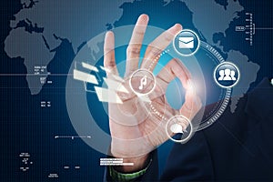 Smart hand showing futuristic technology