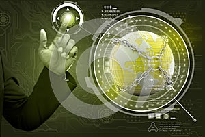 Smart hand showing futuristic technology