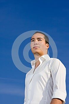 Smart handsome asian man looking forward