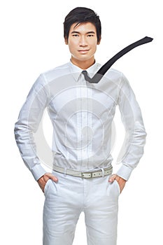 Smart, handsome Chinese businessman in white