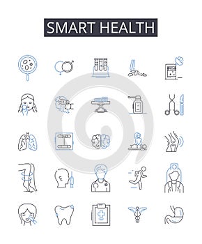 Smart health line icons collection. Baby, Delivery, Birth, Labor, Newborn, Motherhood, Pediatrician vector and linear