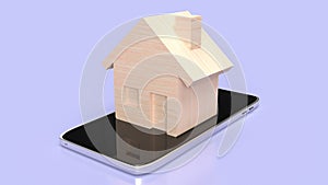 The house on mobile for smart home concept 3d rendering