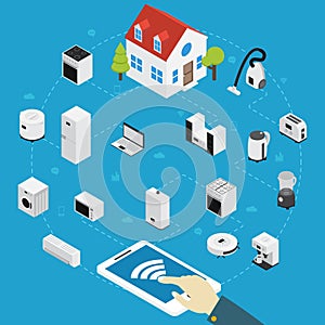 Smart Home Appliances Isometric Composition