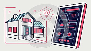 Smart Home Automation Controlled by Tablet Interface, vector design Generative AI