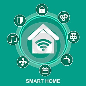 Smart home automation technology decorative icons set