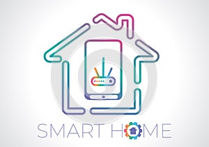 Smart home concept flat vector logo