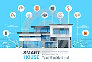 Smart Home Concept Infographics Modern House Technology System