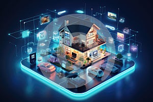 Smart home concept. Smart house connected to the Internet. Smart home system. Smart home concept. Smart home automation system,