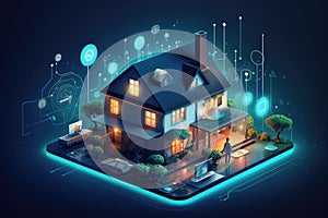 Smart home concept. Smart house connected to wireless internet network. Vector illustration, Illustrate the concept of the