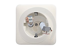 Smart home with connected thermostat to house