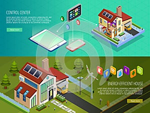 Smart Home Control 2 Isometric Banners