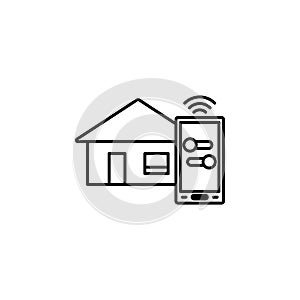 Smart home control mobile phone icon. Element of future technology icon for mobile concept and web apps. Thin line Smart home cont