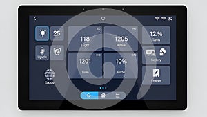 Smart Home Control Panel App Interface on Tablet Screen