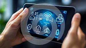 Smart Home Control Panel Displayed On A Tablet Device