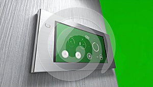 Smart Home Control Panel with Green Screen Display