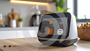 Smart Home Control Panel on a Modern Kitchen Countertop