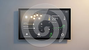 Smart Home Control Panel Temperature, Lighting, Security