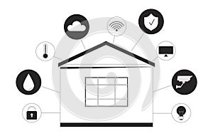 Smart home controls black and white 2D illustration concept