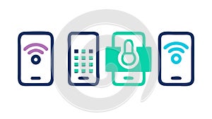 Smart Home Device Icons: Control, Connectivity, Temperature, vector design Generative AI