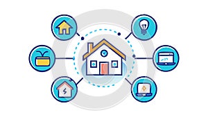 Smart Home Devices Connected to Cloud Network, IoT Concept, vector design Generative AI