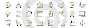 Smart home doodle icons set, vector line signs
