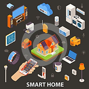 Smart Home Electronic Devices Isometric Poster