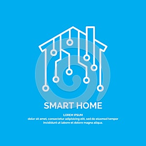 Smart home icon and emblem digital technologies.