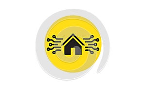 Smart home icon. Electronics Chip, house automation, control system. Technology concept. web button, vector illustration