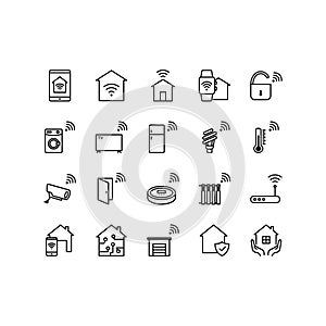 Smart Home icon set, home automation system, smart systems and technology with elements for mobile concepts and web apps. Editable