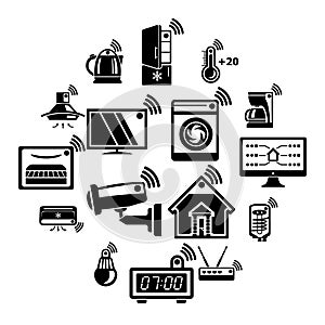 Smart home icons set, simple style