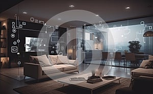 Smart home interface with augmented realty of iot object interior design.