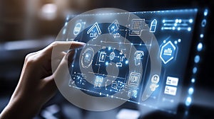 Smart home interface with embedded system controls for modern automation