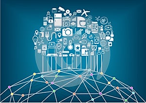 Chytrý a celosvetová počítačová sieť z veci. oblak výpočtovej na pripojiť globálne bezdrôtový prístroje každý ďalšie 
