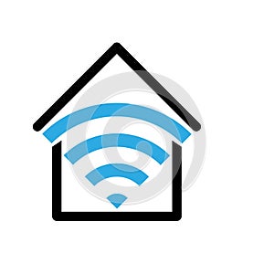 Smart Home and Internet of Things Logo. Smart House with WiFi Logotype. Flat style icons.
