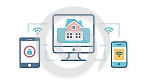 Smart Home and IoT Devices Network, vector design Generative AI