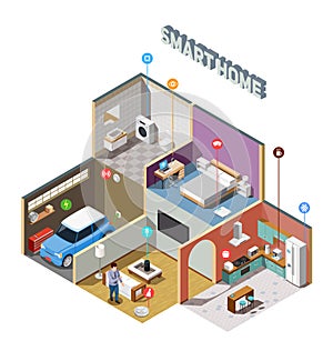 Smart Home IOT Isometric Composition