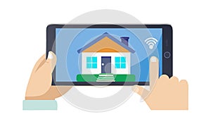 Smart Home Management on Tablet Interface, vector design Generative AI