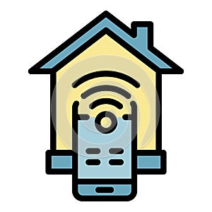 Smart home mobile control icon color outline vector