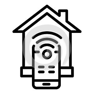 Smart home mobile control icon, outline style