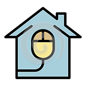 Smart home mouse control icon color outline vector
