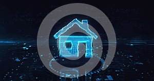 Smart home network system and house control symbol cyber concept