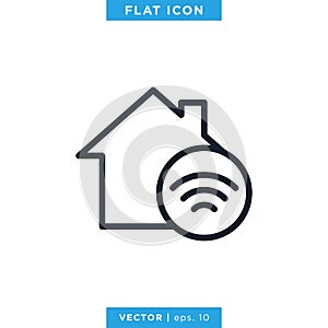 Smart Home Outline Icon Vector Design Template. Editable Vector eps 10.