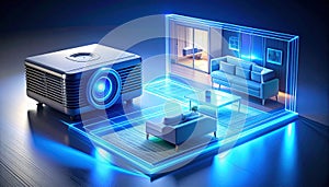 Smart Home Projector with Holographic Room Visualization
