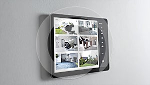 Smart Home Security System Control Panel on Wall