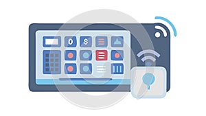 Smart Home Security System on Digital Tablet, vector design Generative AI