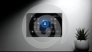 Smart Home Security System Touchscreen Panel with User Interface Icons