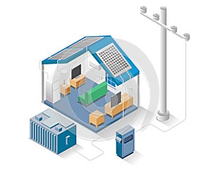 Smart home with solar panels and electricity