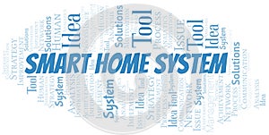 Smart Home System typography vector word cloud.