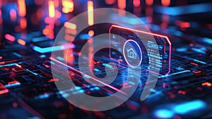 Smart home system ui displaying automation on circuit board